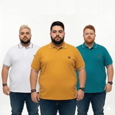 Imagem de Kit 2 Camisetas Polo Premium Plus Size Algodão G1 Ao G3 Lisa - - Estil