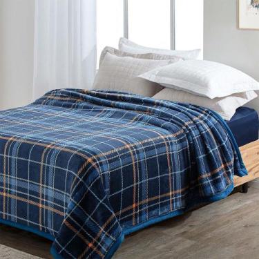 Imagem de Cobertor / Manta Casal Estampado Dyuri - Jolitex, TWEED AZUL