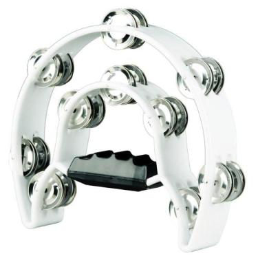Imagem de Pandeiro Meia Lua 10 Platinelas Duplas Premium TB-10 Branco