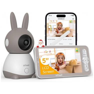 Imagem de Babá Eletrônica com Câmera e Áudio, Visão Noturna e Detecção de Choro e Movimento, 110V, IeGeek, Branca