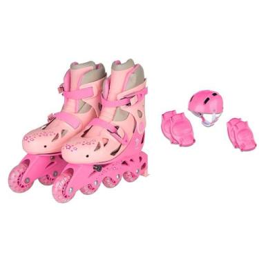 Imagem de Patins Inline - Kit de Proteção - Ajustável - 30 a 33 - Rosa - Fenix -