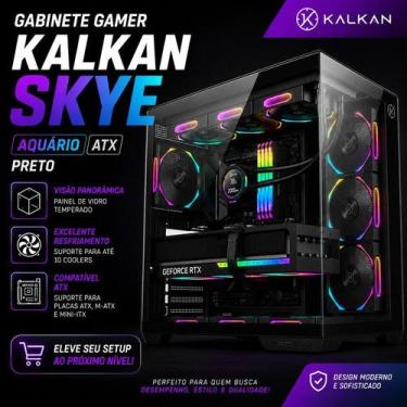 Imagem de Gabinete Kalkan Skye Preto Aquário ATX USB 3.0 Sem Fans