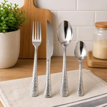 Imagem de Faqueiro Inox 24 Peças Hammer Talheres Completo Para 6 Pessoas - FRATE