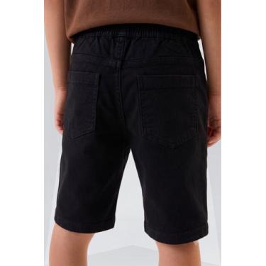 Imagem de Bermuda Menino em Sarja Moletom com Elastano Onda Marinha, Preto, 1