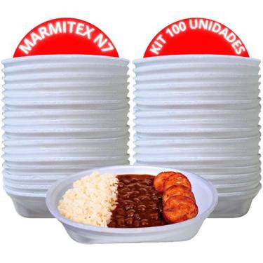 Imagem de Marmitex De Isopor Modelo N7 Tamahno 500ml Comida Quente Multiuso 100 