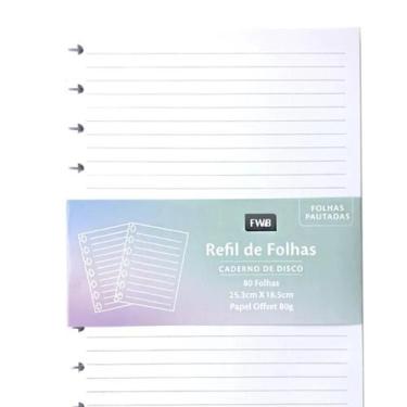 Imagem de Refil Pautado Caderno De Disco Médio 80 folhas - FWB
