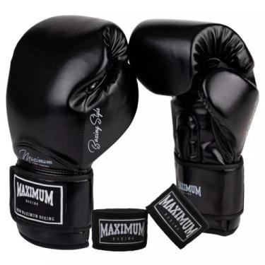 Imagem de Kit Luva Boxe Muay Thai Classic Kickboxing Classic Black + Bandagem 3M