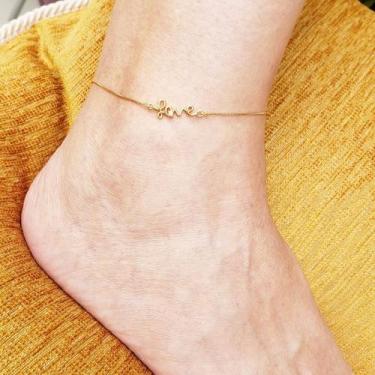 Imagem de Tornozeleira Life Love Peace Zirconia Reversível Pulseira Banho De Our