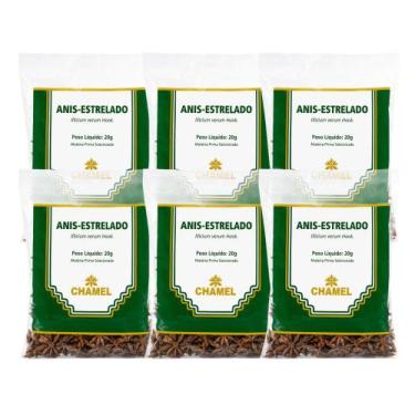 Imagem de Kit 6 Anis Estrelado Chamel 20g Grãos Embalagem Lacrada
