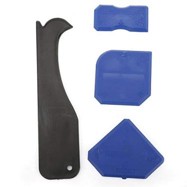 Imagem de 4 PCS Ferramentas de calafetagem Kit de ferramentas de calafetagem, Ferramenta de selante Ferramenta de calafetagem Ferramenta de acabamento de selante de silicone Removedor de calafetagem de vidro Raspador de cimento, kit de ferramentas de calafetagem (azul)
