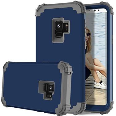 Imagem de Capa ultrafina para Galaxy S9 à prova de quedas 3 em 1 sem lacuna no meio capa protetora de silicone (cor: azul marinho)