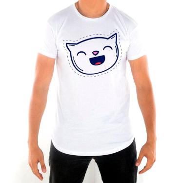 Imagem de Camiseta Masculina Longline Gatinho Azul Feliz