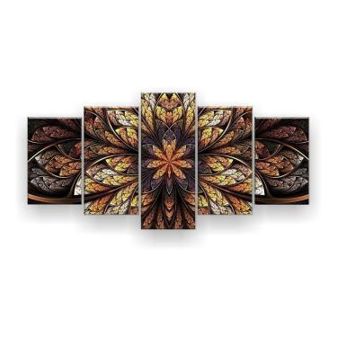 Imagem de Quadro Decorativo Flor Simétrica 5 Pc 129x61 Sala Quarto