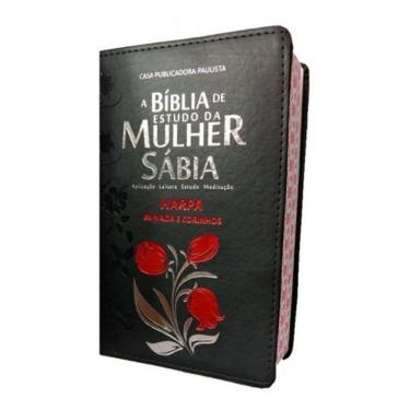 Imagem de Bíblia De Estudo Mulher Sábia Letra G Tulipa Capa Preta Harp
