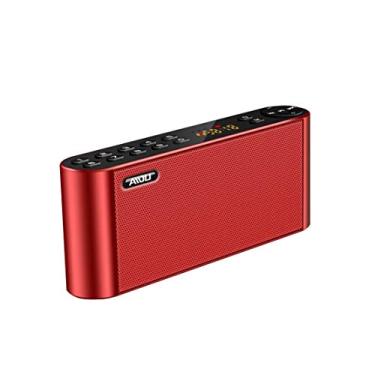 Imagem de Alto-falante Bluetooth sem fio ultra-portátil estéreo pesado Bluetooth alcance 33 pés alto-falante com microfone, vermelho