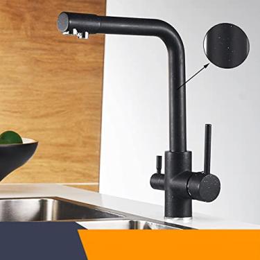 Imagem de Torneiras de cozinha de filtro torneira misturadora montada no convés 360 rotação com purificação de água características torneira misturadora guindaste para cozinha, cor preta com ponto, china