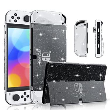 Imagem de Atualizado – Capa com glitter FANPL compatível com Nintendo Switch OLED modelo 2021, capa acoplável para Switch OLED, revestimento de console de PC rígido intermitente e capa ergonômica de TPU macio e brilhante