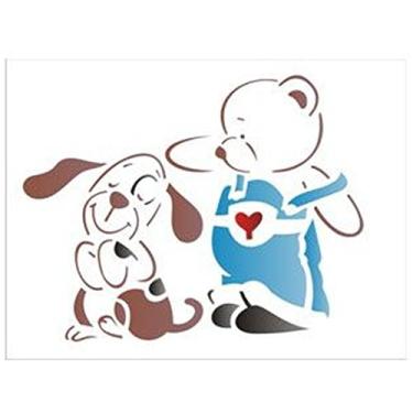 Imagem de Stencil de Acetato para Pintura OPA Simples 15 x 20 cm - 1321 Urso e Cachorrinho