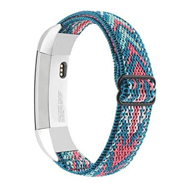 Imagem de Pulseiras elásticas ajustáveis compatíveis com Fitbit Alta/Alta HR, pulseiras de substituição respiráveis esportivas de nylon elástico macio para mulheres e homens (flecha verde)