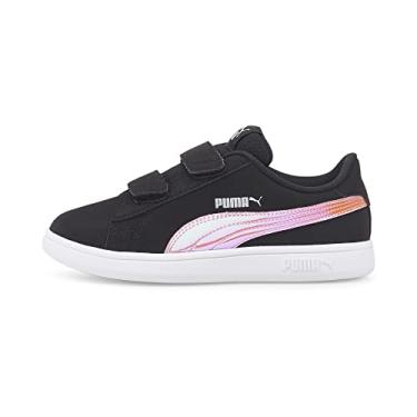 Imagem de PUMA Tênis unissex infantil Smash V2 Holo Hook & Loop, Preto/prata, 2 Little Kid