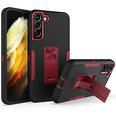 Imagem de zhouye Capa para Samsung Galaxy S22/S22+/S22 Ultra, capa de telefone antiqueda de cor sólida, capa de TPU de silicone fosco, suporte magnético para carro, preto vermelho, S22 6,1 polegadas