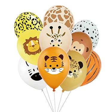 Imagem de 30 peças de balão animal selva safári animal balão de látex para chá de bebê, tropical, decorações de festa de aniversário