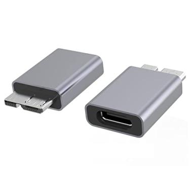 Imagem de Adaptador USB C para Micro B, carregador rápido tipo C para adaptador de cabo micro B, adaptador Micro B USB 3.0 para USB C 3.1 para disco rígido externo, adaptador de cabo SSD portátil (pacote com 2)