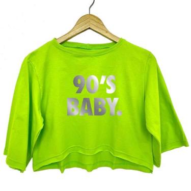 Imagem de Cropped Top Academia Camiseta Feminino 100% Algodão 90'S Baby - Oke