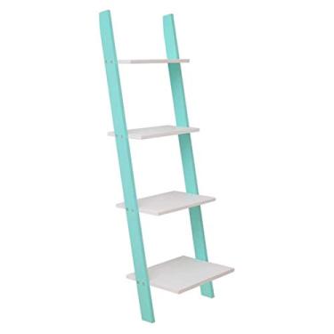 Imagem de Estante Design de Passo Estante Estante de Livros de Madeira Prateleira Ajustável Prateleira de Armazenamento Multifuncional Organizador de Rack de Armazenamento para Escritório Cozinha Sala de Estar Lavanderia Estante de Livros (Cor: Branco, Tamanho: 4 Níveis)