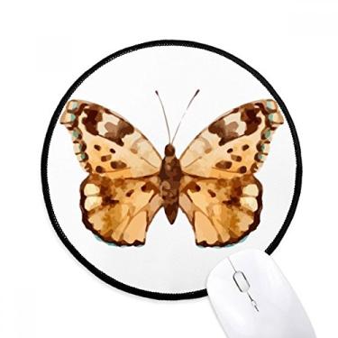 Imagem de DIYthinker Borboleta com asas marrons tapete de mouse desktop escritório tapete redondo para computador