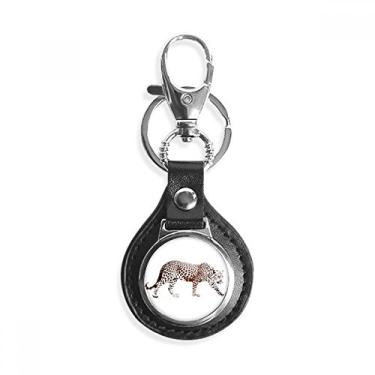 Imagem de Chaveiro de metal de couro animal marrom Cheetah Chaveiro de carro presente, Multicor