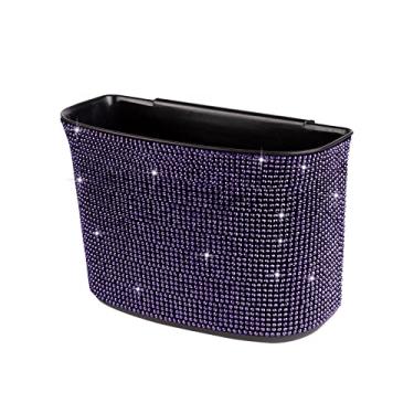 Imagem de Eing Lixeira de carro de cristal brilhante – bolsos de armazenamento automático, caixa de lixo 100% à prova de vazamento para traseira/câmbio de marchas/console central (pacote com 1, roxo)