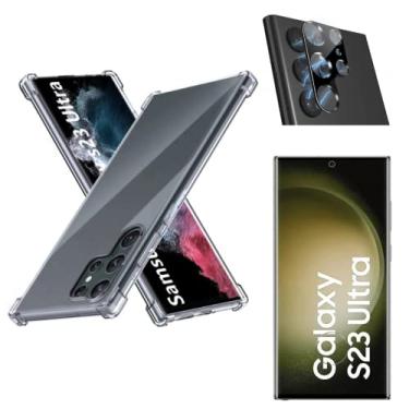 Imagem de Capa Capinha Anti Impacto + Película Curvada Full Com Abertura Para Leitura de Biometria + Película de Câmera Compatível Com Samsung Galaxy S23 Ultra 5G - (Hard Glass Store)