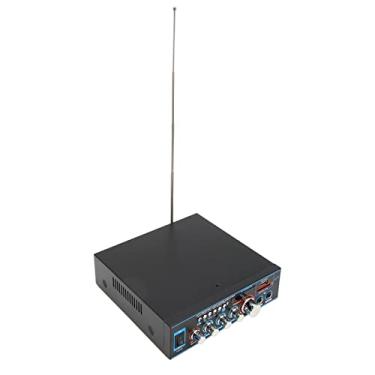 Imagem de Mini Amplificador de Som Bluetooth, Liga de Alumínio Transparente Amplificador Estéreo Bluetooth Controle de Volume Display Lcd Multifuncional de 2 Canais para Alto-falantes para Carro (Plugue UE 220V)