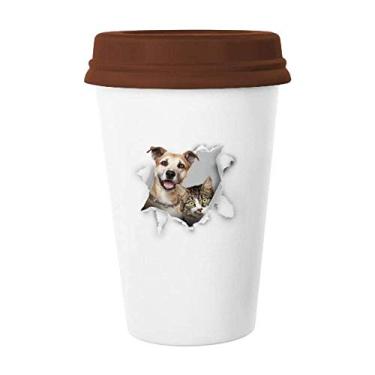 Imagem de Caneca de vidro de cerâmica para copo de café Break Shock com foto de animal