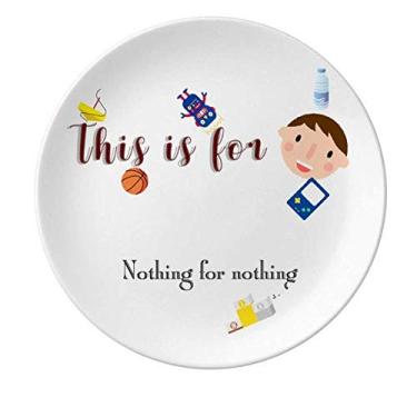 Imagem de Prato de porcelana para jantar redondo com palavra "Catchword Nothing For Nada"