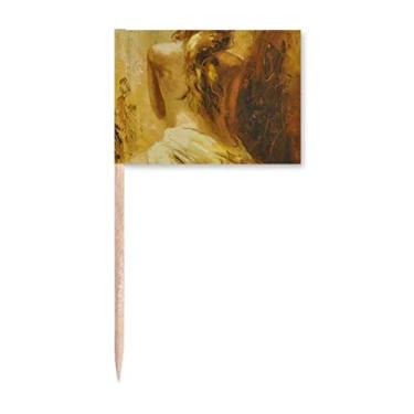 Imagem de Blonde Back Babe Girl Pretty Gal Bandeiras de palito de dente, enfeite de festa