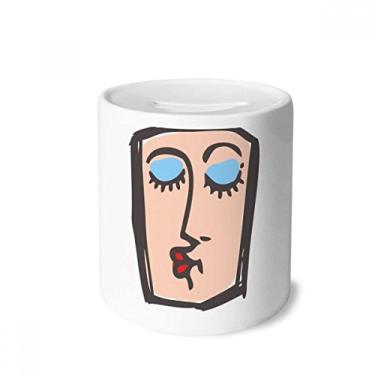 Imagem de DIYthinker Beijo abstrato rosto esboço emoticons caixa de dinheiro caixa de cerâmica porta-moedas presente de cofrinho