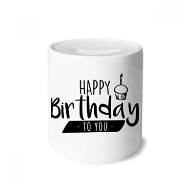 Imagem de DIYthinker Caixa de moedas de cerâmica estilo citação de bolo de feliz aniversário porta-moedas presente de cofrinho