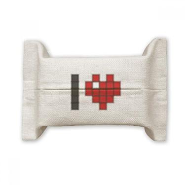 Imagem de Bolsa de linho de algodão para lenços faciais I Love Valentine's Pixel