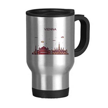 Imagem de Caneca de viagem Vienna Áustria com padrão de marco plano tampa flip em aço inoxidável copo de carro copo térmico