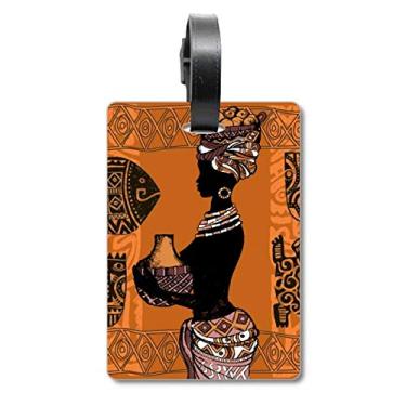 Imagem de Bolsa de mala preta aborígene africana primitiva, etiqueta de bagagem, etiqueta para pendurar cartão