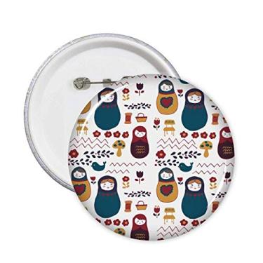 Imagem de Russia Dolls Pôster de flor russa Matrioska Broches Emblema Emblema Acessório Decoração 5 peças