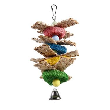 Imagem de Brinquedos de Gaiola de Pássaros, com Sinos Pecking Feito à Mão para Pássaros e Papagaios