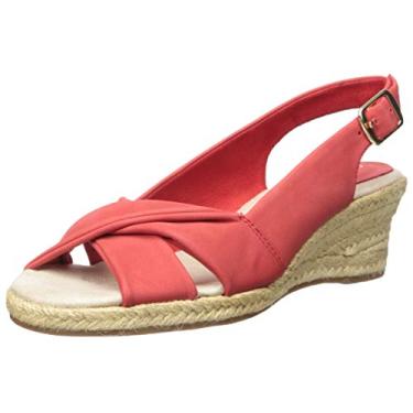 Imagem de Easy Street Maureen Alpargata Slingback Sandália anabela feminina, Vermelho, 6 Wide