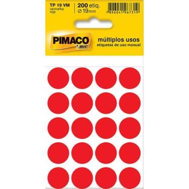 Imagem de Etiqueta Adesiva Multiuso Circular 19mm 200Un Pimaco Vermelh