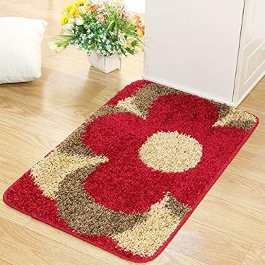 Imagem de jia cool Tapete de banheiro antiderrapante (49,6 x 81,5) absorvente macio microfibra fofa, lavável na máquina, tapete de banheiro grosso de pelúcia, flor grande