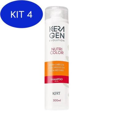 Imagem de Kit 4 Shampoo Keragen Evolution Nutri Color 300ml - Kert