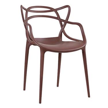Imagem de Loft7, Cadeira Design Allegra Polipropileno Injetado Alta Densidade Empilhável Sala Cozinha Jantar Bar Jardim Varanda Marrom
