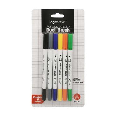 Imagem de Caneta marcador Dual Brush e Ponta Fina 6 Cores